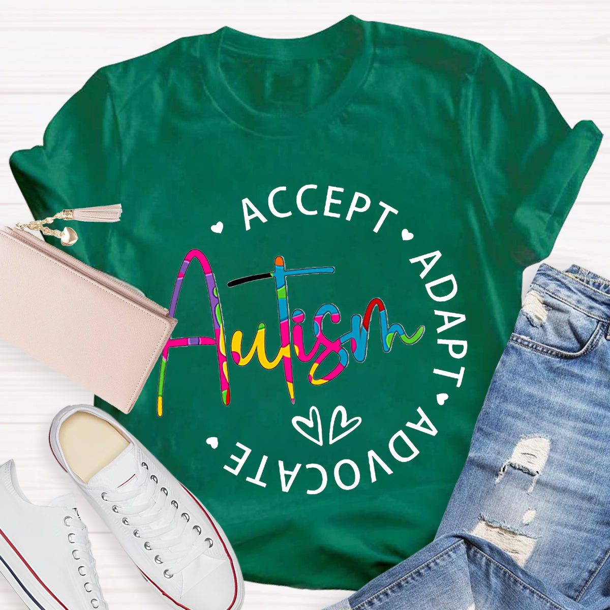 Autism Accept Adapt Advocate Teacher T-Shirt