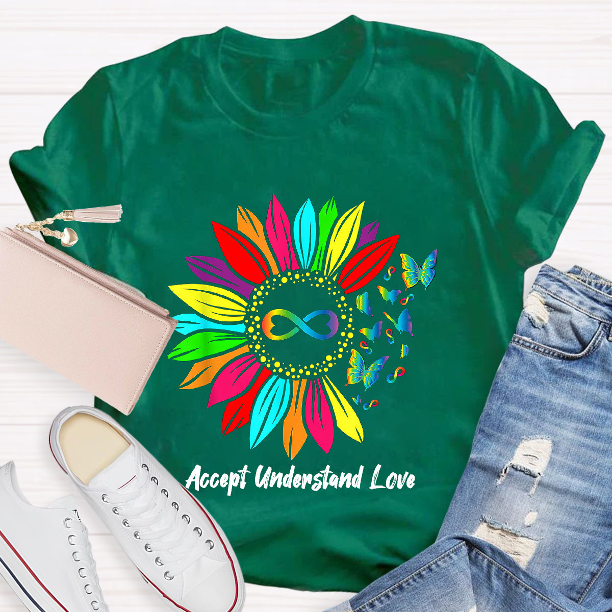 Accept Understand Love Colorful Sunflower T-Shirt