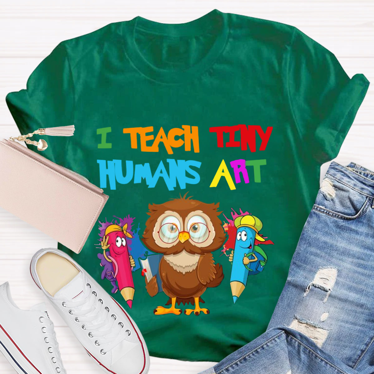 I Teach Tiny Humans Art Teacher T-Shirt