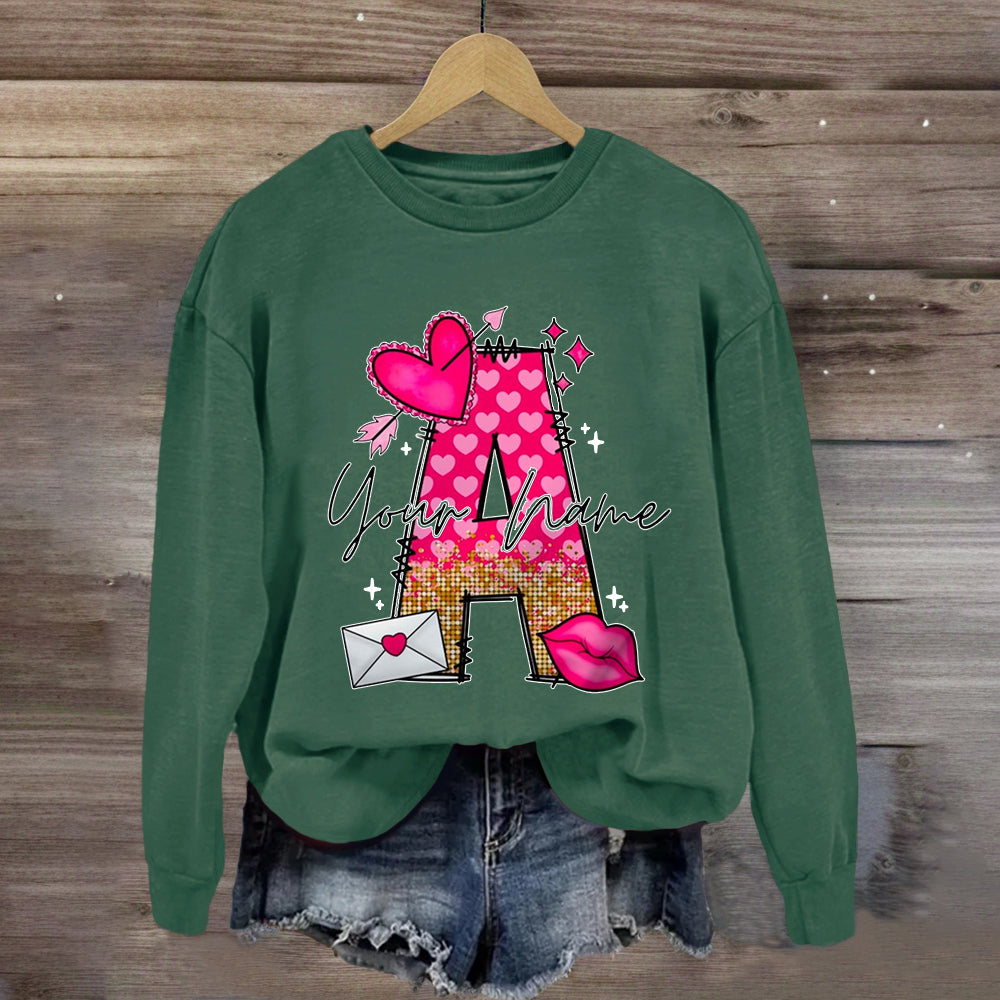 Personalized Name Pink Heart Letter Sweatshirt