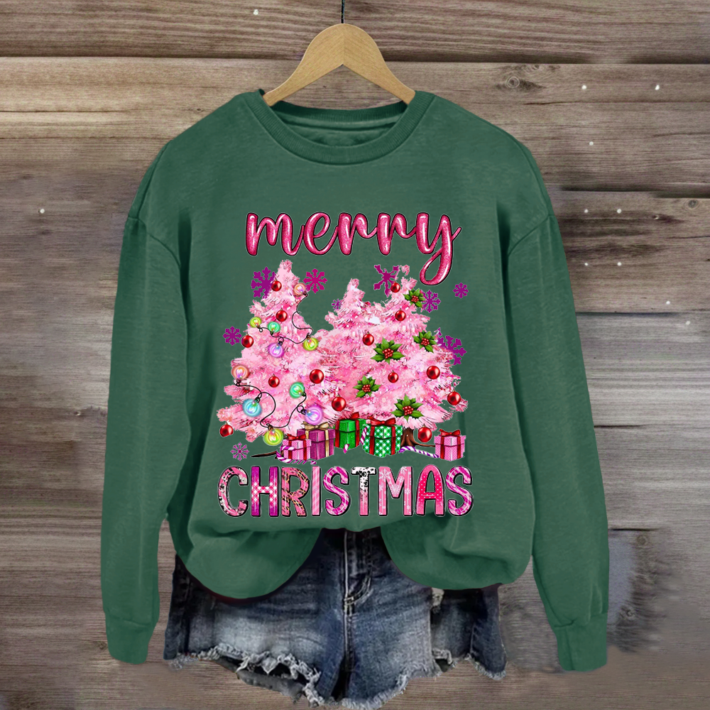 Pink Christmas Trees Teacher Sweatshirt