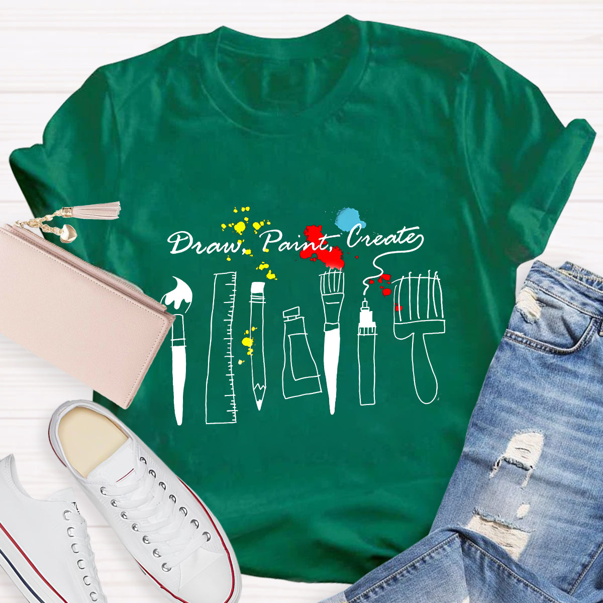 Draw Paint Create Art Teacher T-Shirt