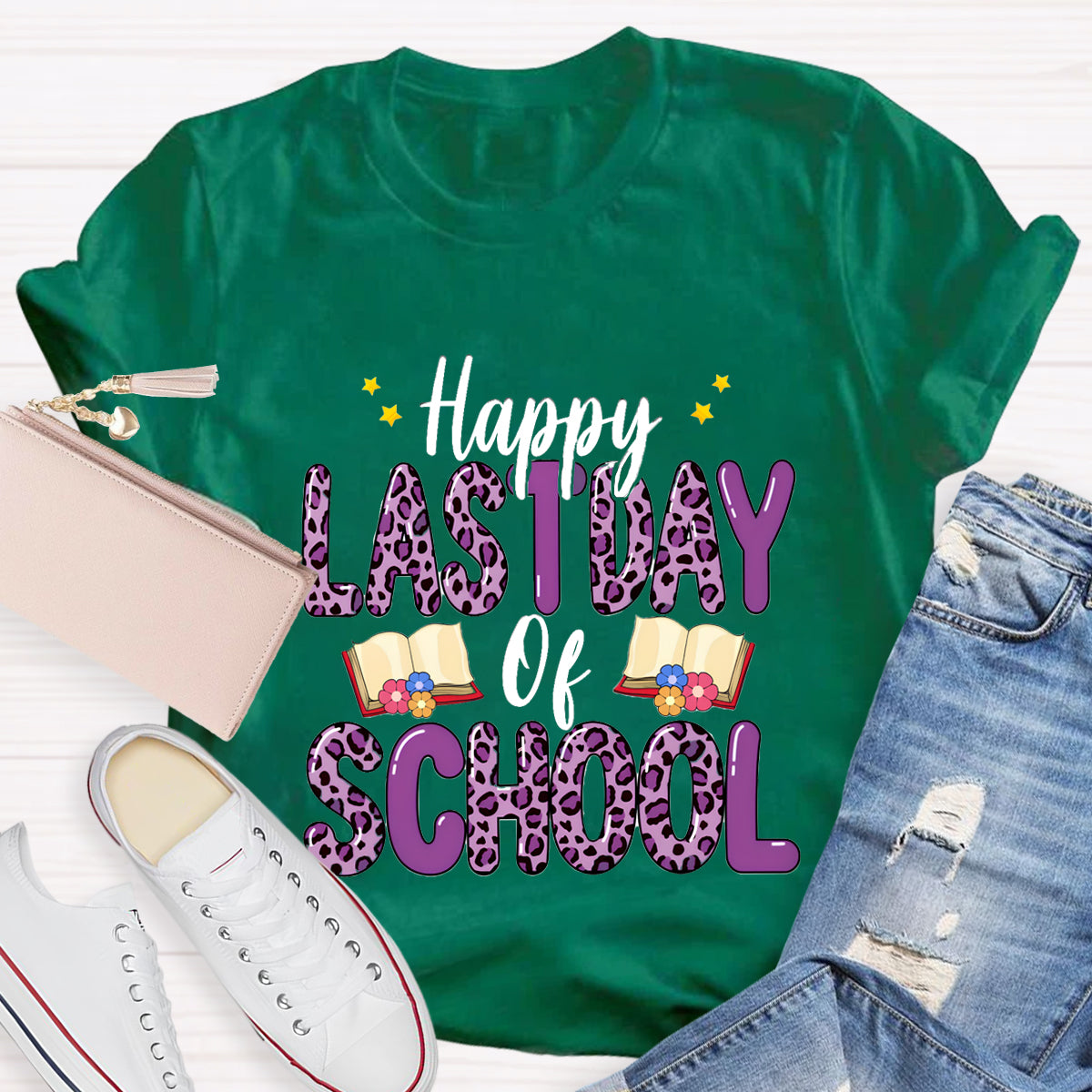 Happy Last Day Of School Purple Printed T-Shirt