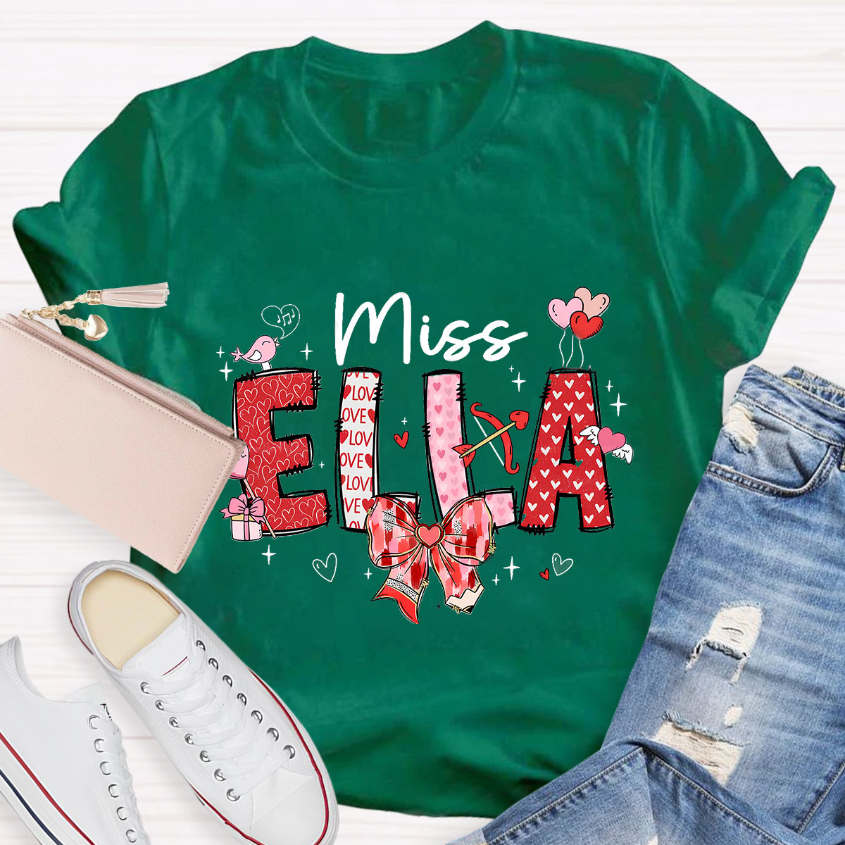 Personalized Name Valentine's Day Miss Ella T-Shirt