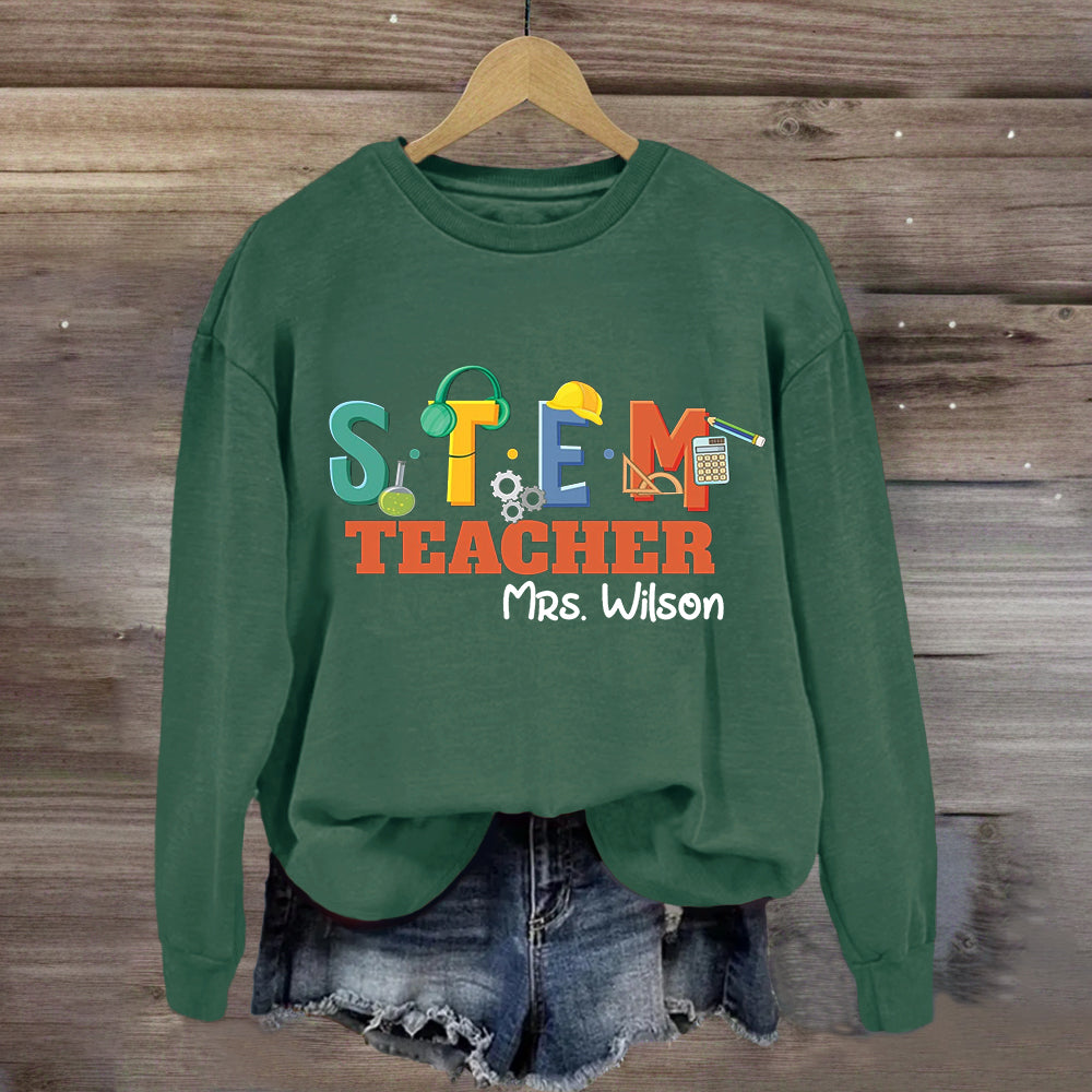 Personalized Name STEM Teacher Pencil Sweatshirt