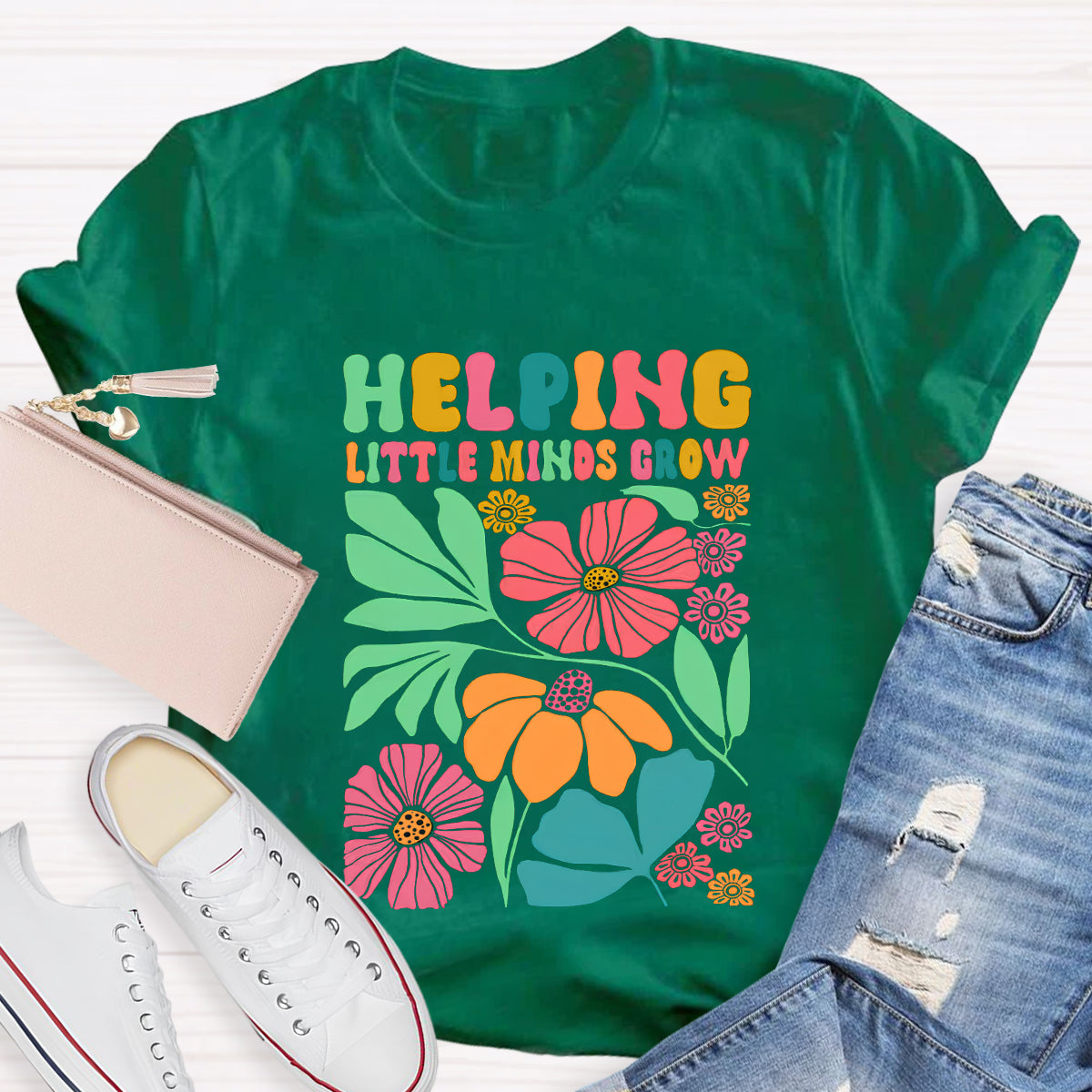 Floral Helping Little Minds Grow T-Shirt