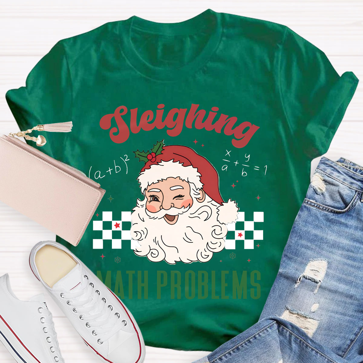 Sleighing Math Problems Math Teacher T-Shirt