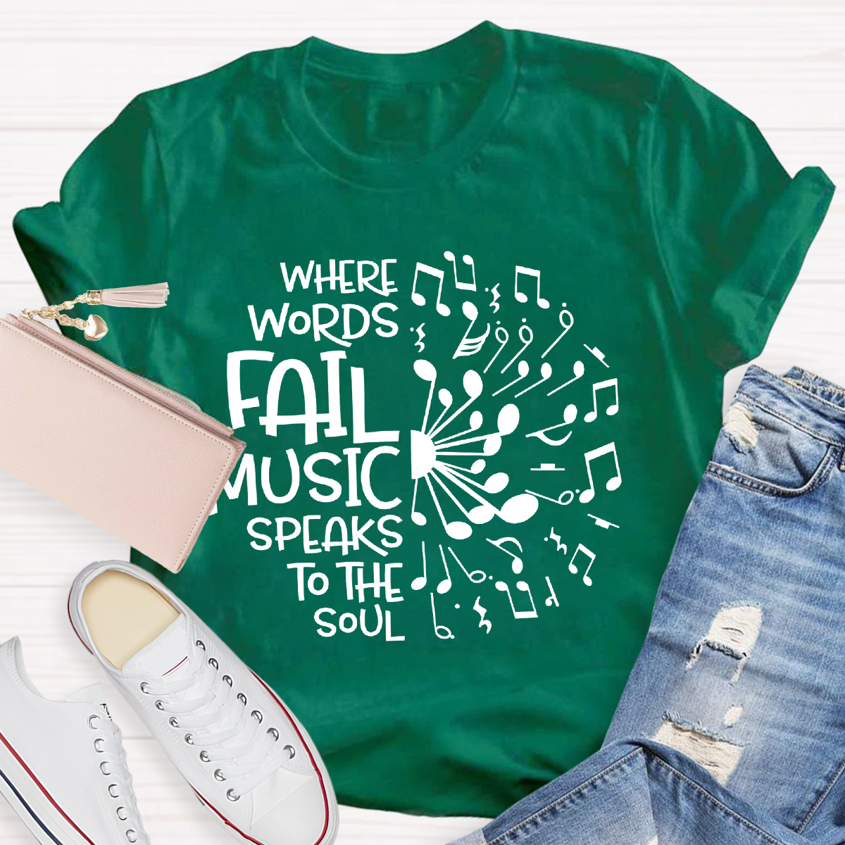 Where Words Fail Music Speaks To The Soul Teacher T-Shirt