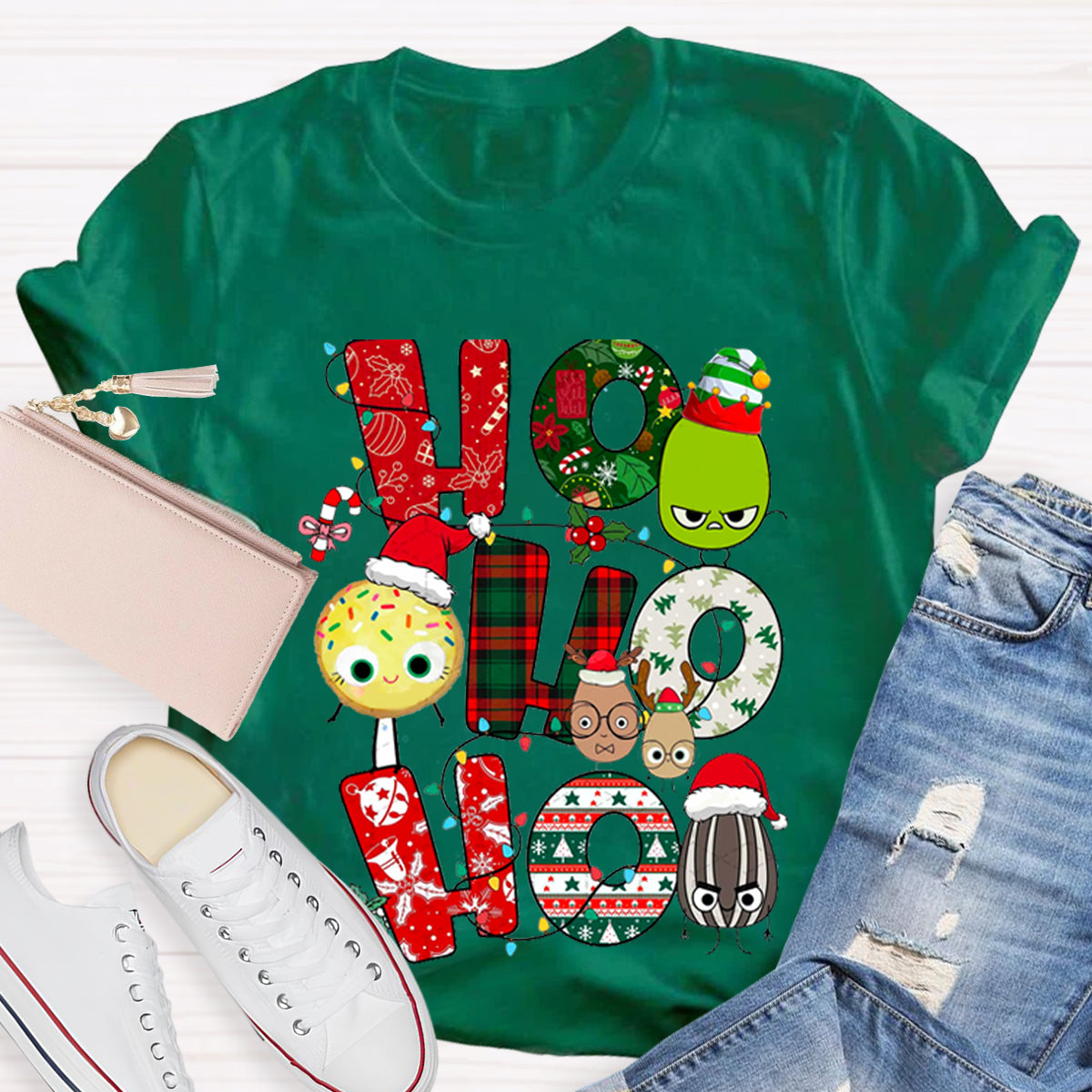 Children's Books Characters Ho Ho Ho Christmas Teacher T-Shirt