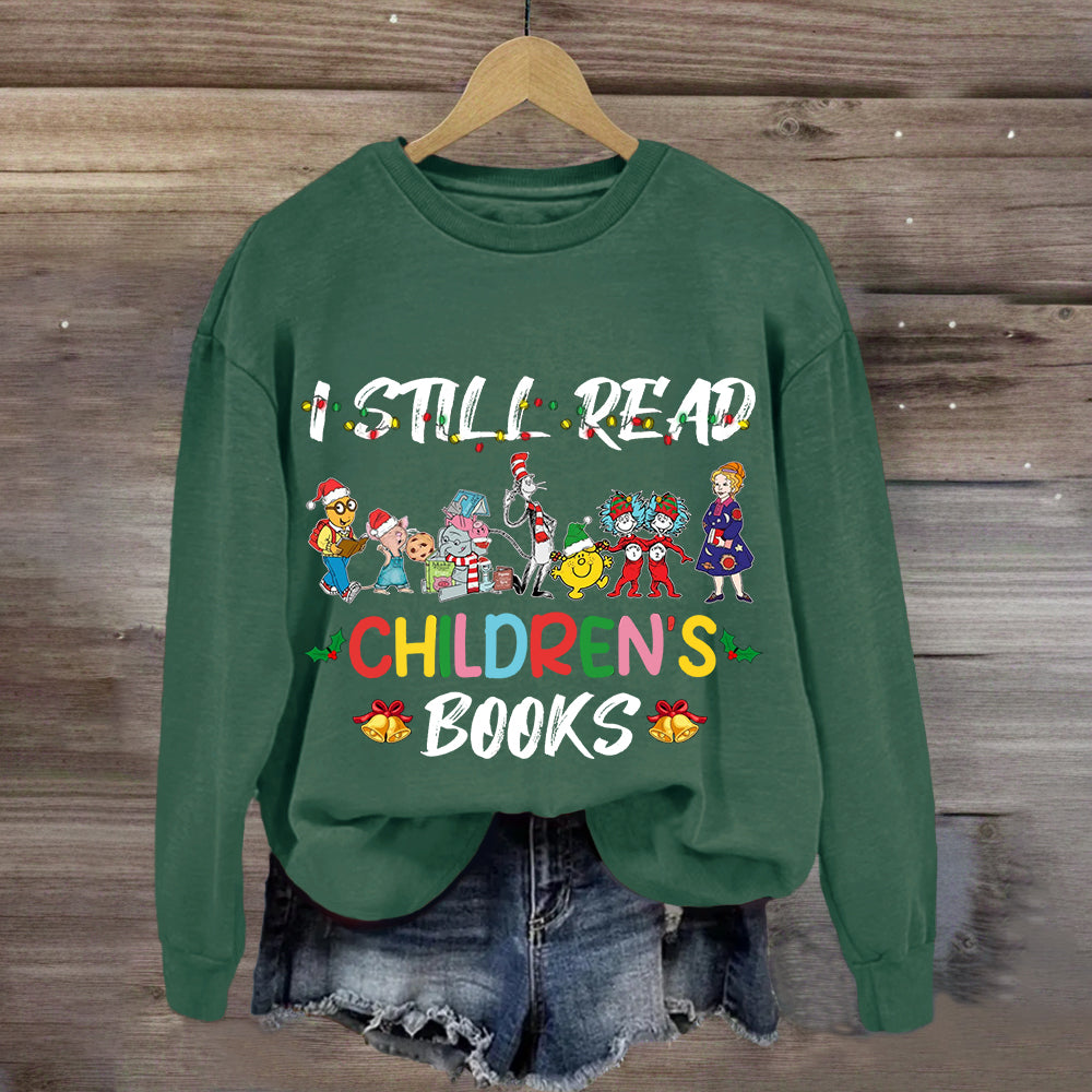 I Still Read Children Books Christmas Light  Sweatshirt