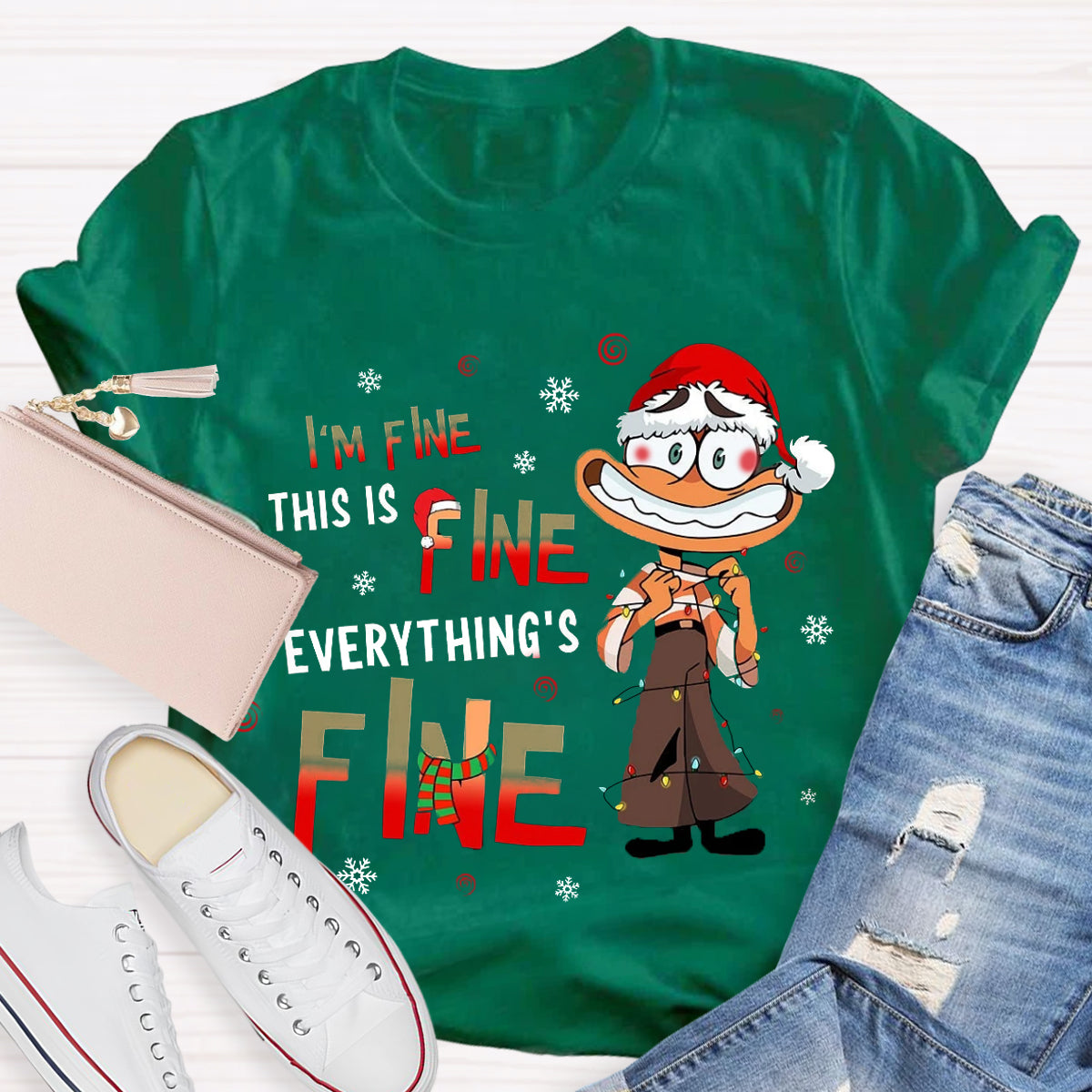 I'm Fine Everything Is Fine Christmas  Emotions T-Shirt