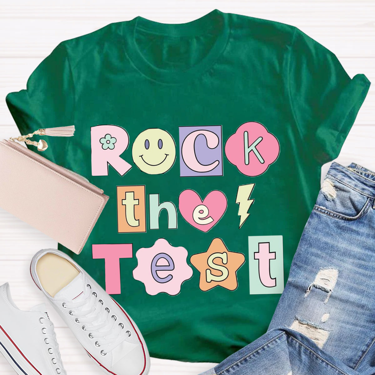 Rock the Test Testing Day Teacher T-Shirt