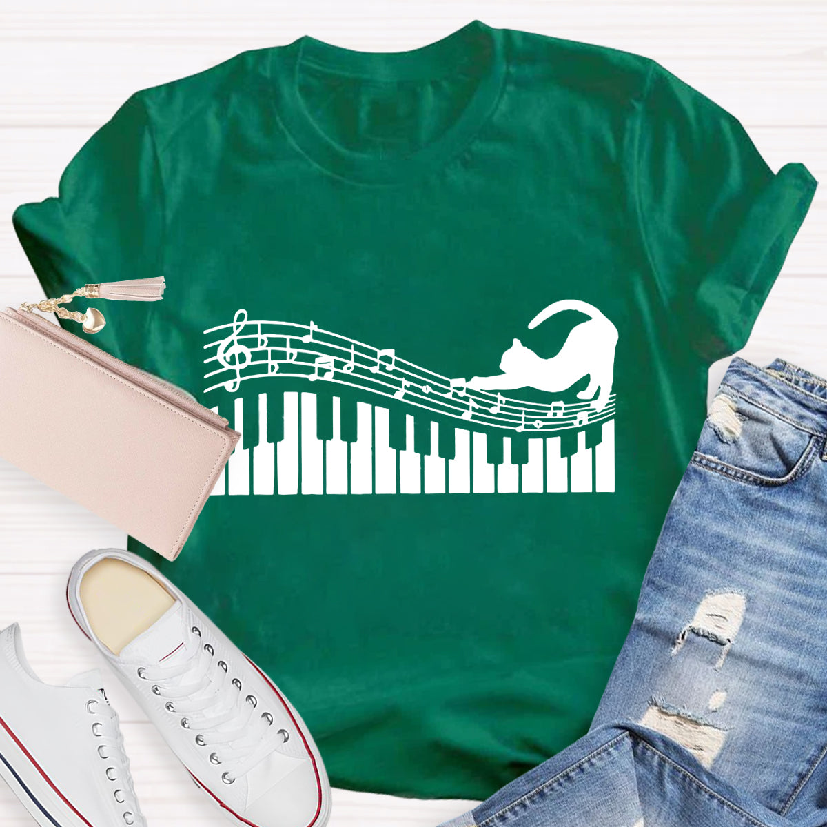 Funny Cat Play Music T-Shirt