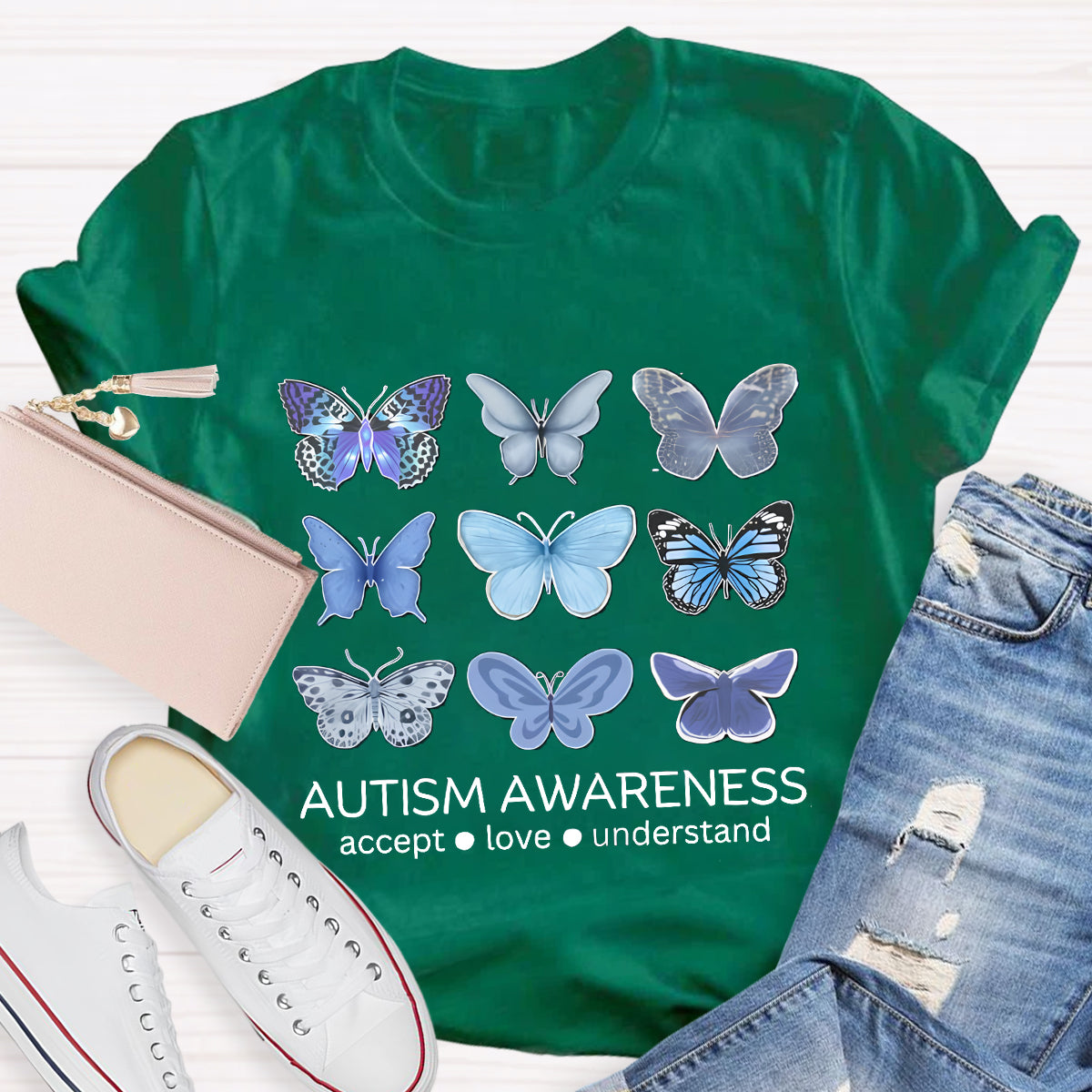 Autism Awareness Butterfly Teacher T-Shirt