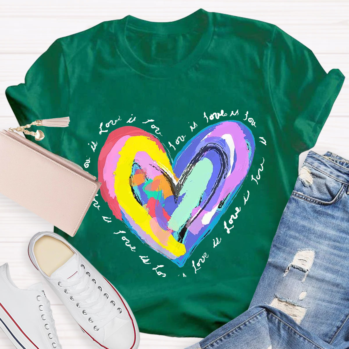 Art Design Colorful Heart Teacher T-Shirt