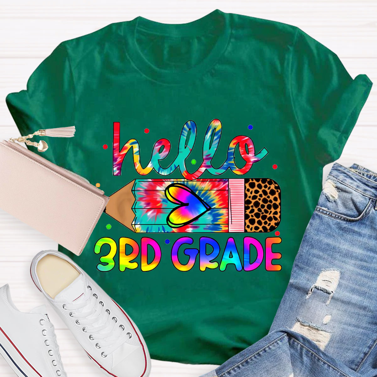 Personalized Grade Hello 3rd Grade Teacher T-Shirt