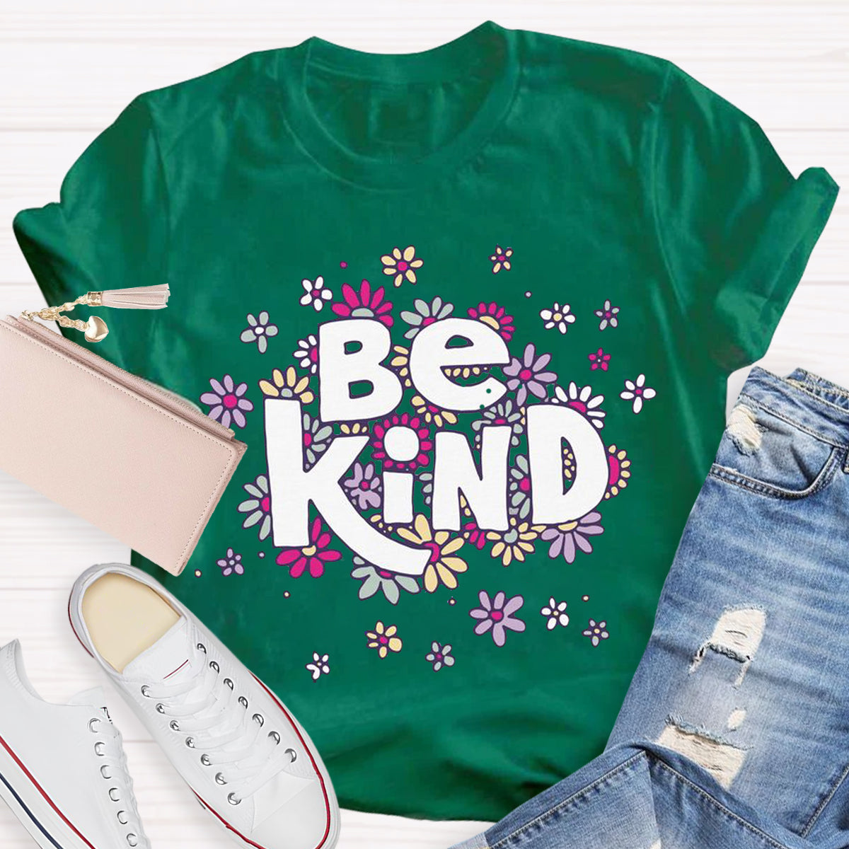 Cute Flower Be Kind Teacher T-Shirt