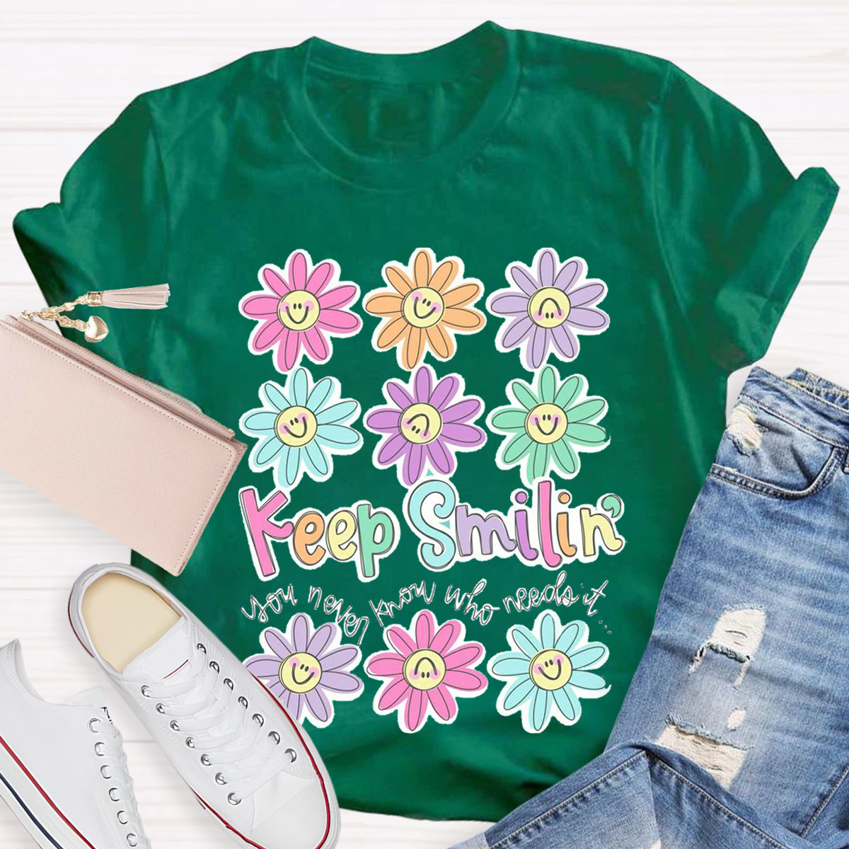 Cute Flower Face Teacher T-Shirt