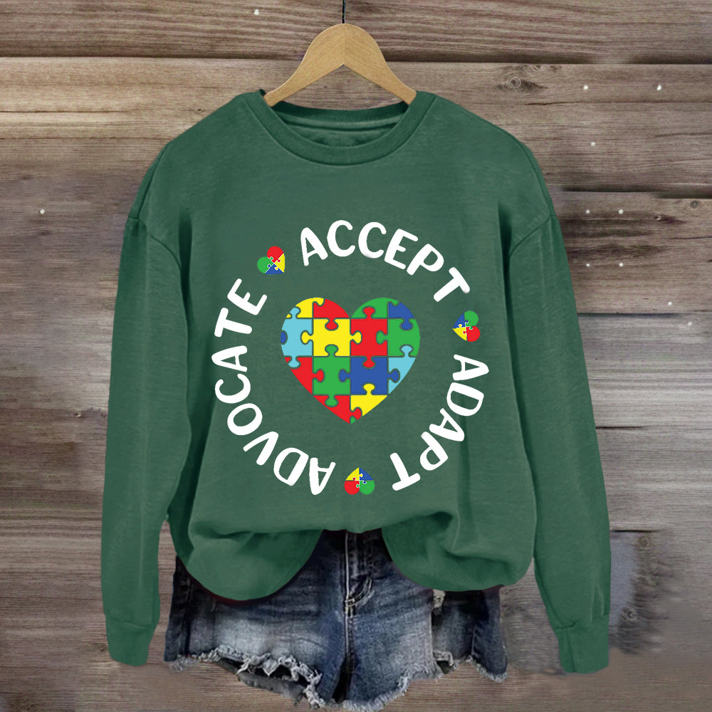 Accept Adapt Advocate Heart Special Education Sweatshirt