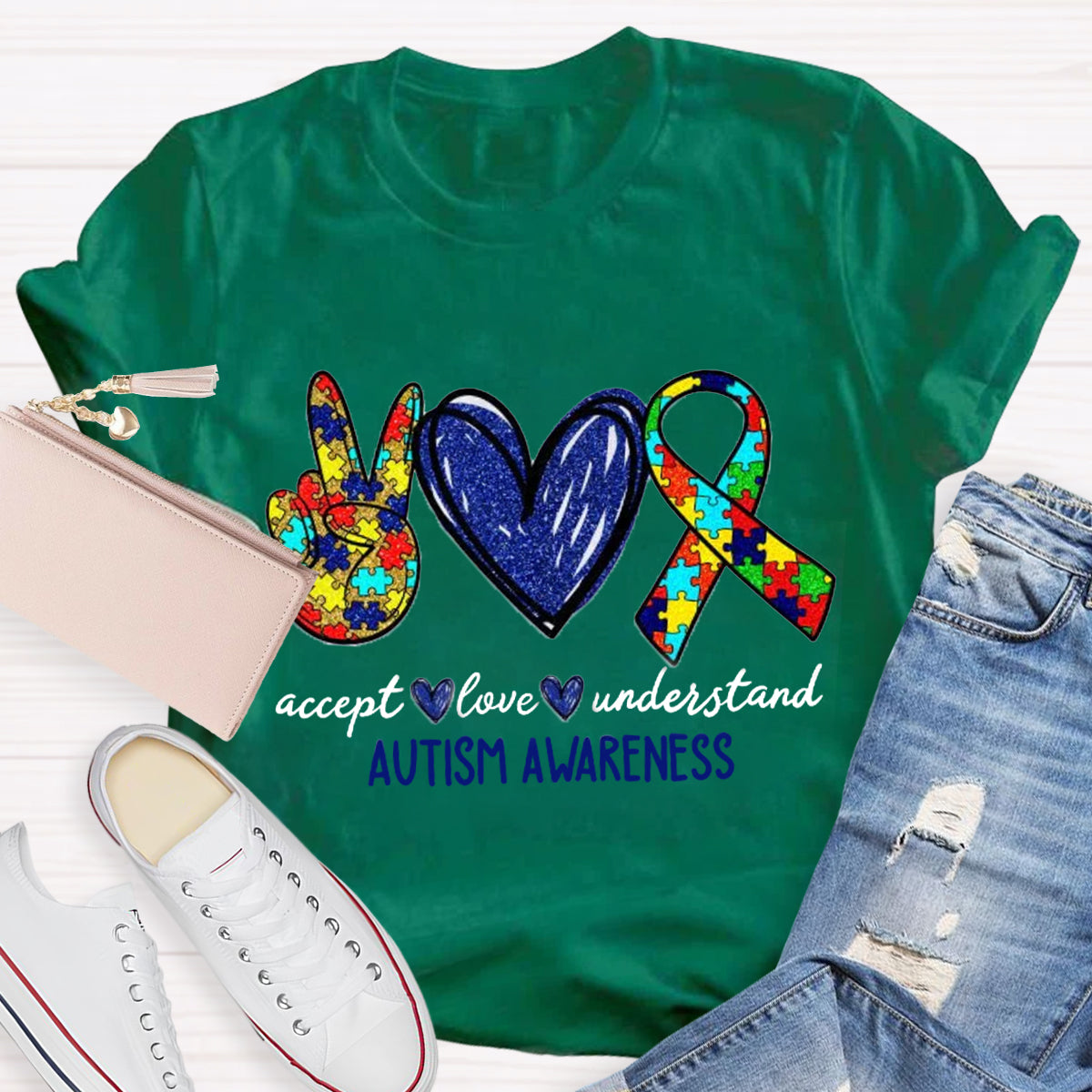 Teach Accept Understand Love Autism Awareness Teacher T-Shirt