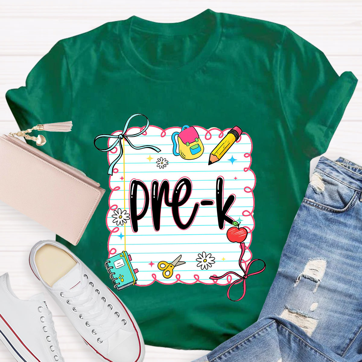 Personalized Grade Square Back To School Teacher T-Shirt