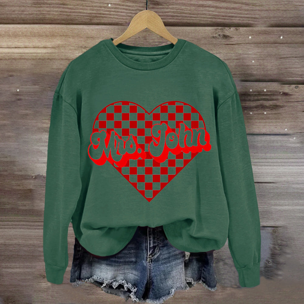 Personalized Name Heart Mrs John Sweatshirt