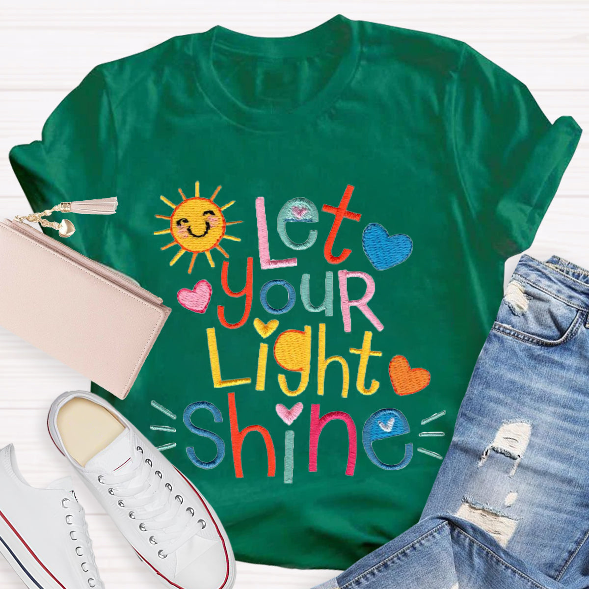 Let Your Light Shine Positive Teacher T-Shirt