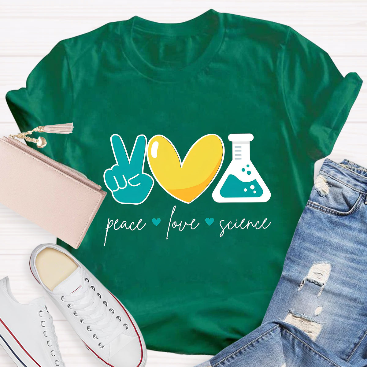 Peace Love Science Teacher T-Shirt