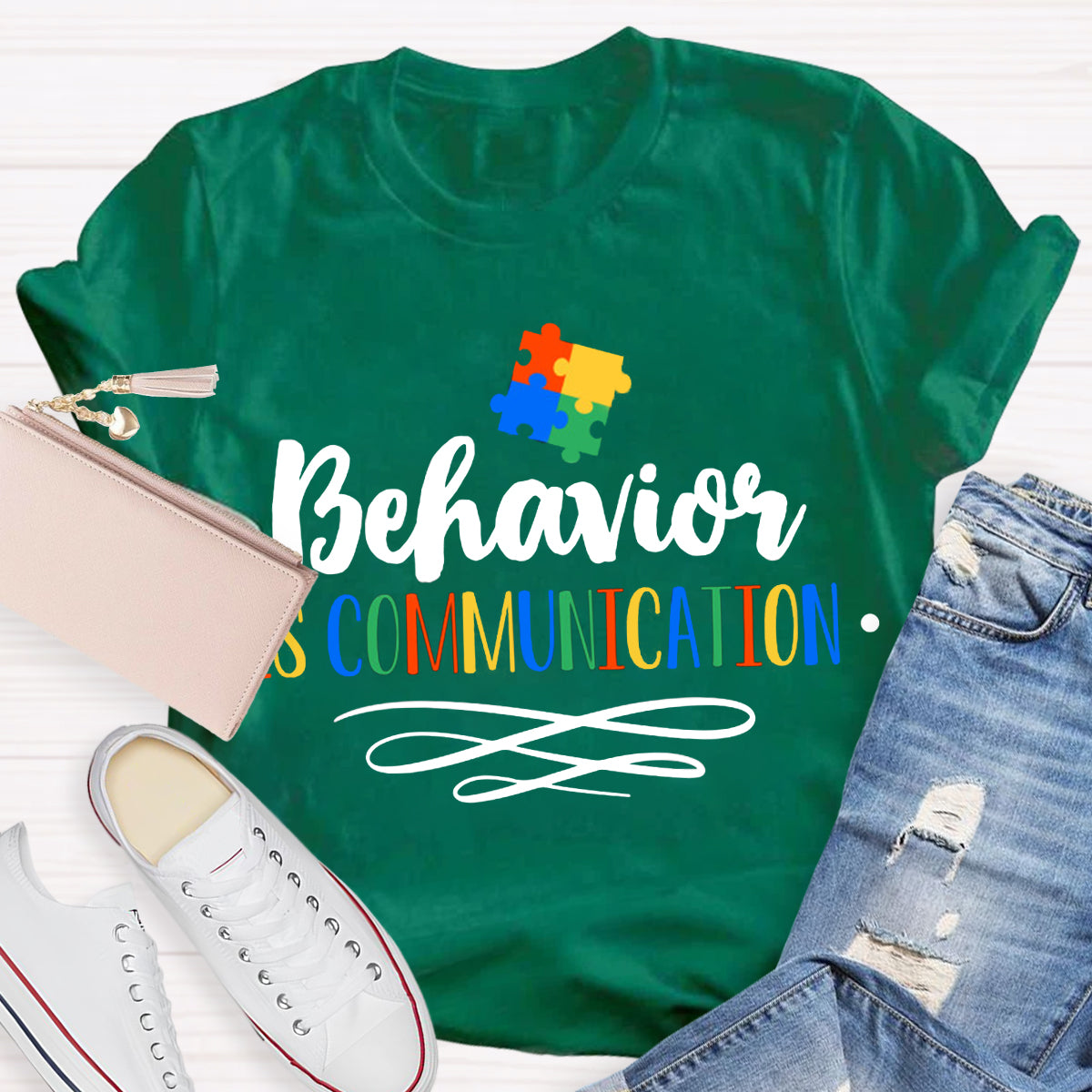 Behavior Is Communication Special Education Jigsaw Puzzle Print T-Shirt