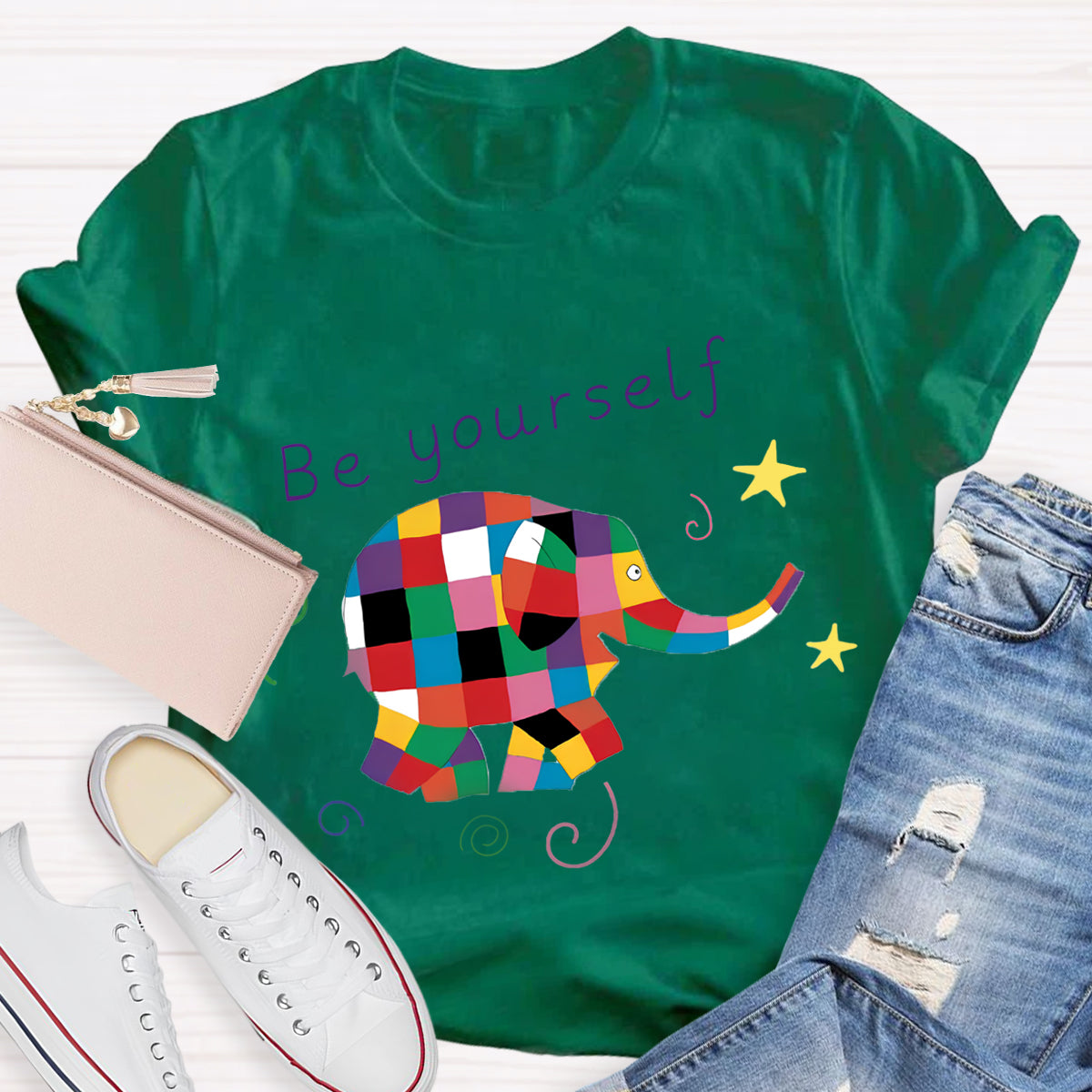 Be Yourself Rainbow Elephant T-Shirt