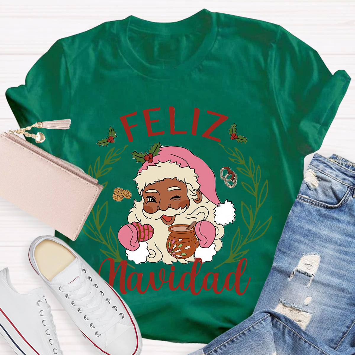 Feliz Navidad Santa Claus Spanish Teacher T-Shirt