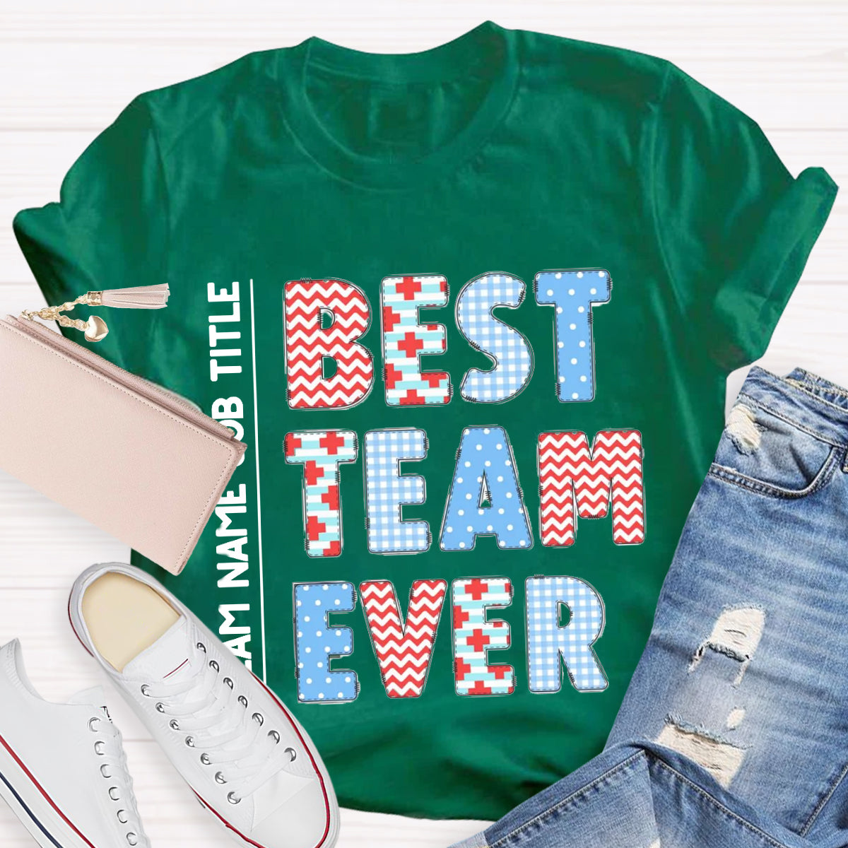 Personalized Team Name Plaid Design T-Shirt