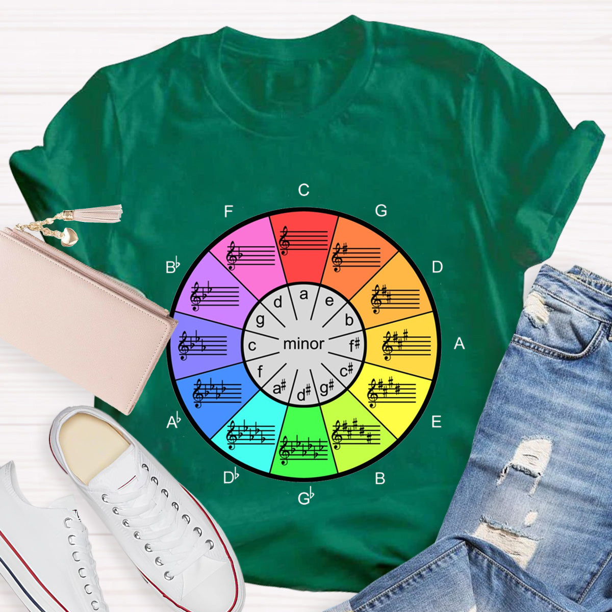 Circle Of Fifths Color Wheel For Music Artists Teacher T-Shirt