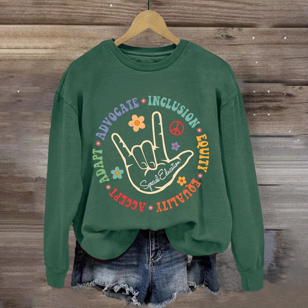 Accept Adapt Special Education Teacher Sweatshirt