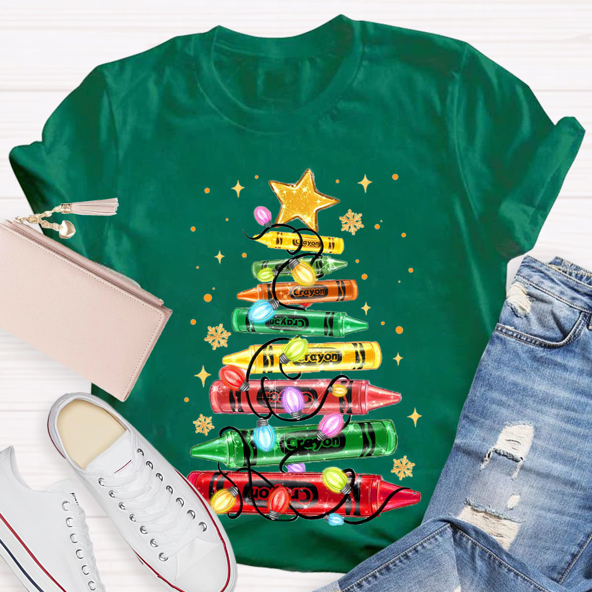 Christmas Crayon Tree  T-Shirt