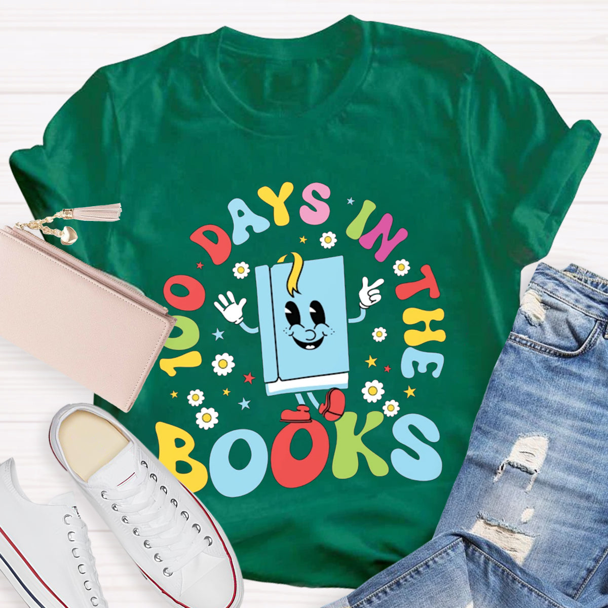 100 Days In The Books Happy Book Teacher T-Shirt