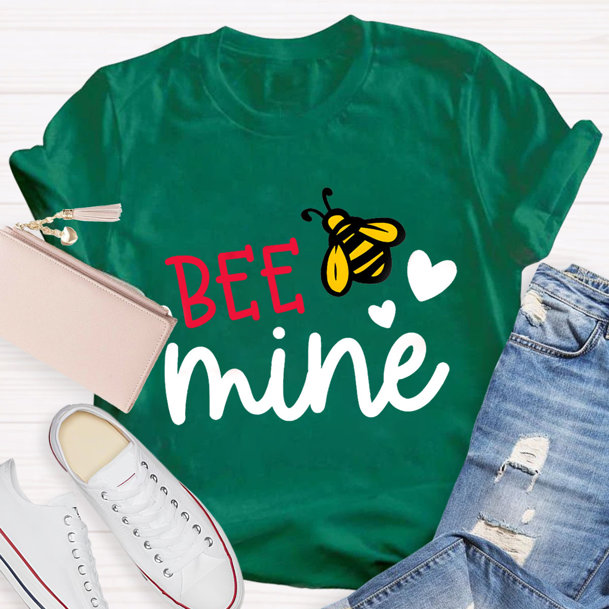 Be  Mine Heart Printed Teacher T-Shirt