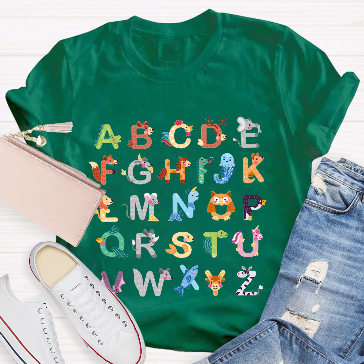 Animal Alphabet Clipart Teacher Shirt