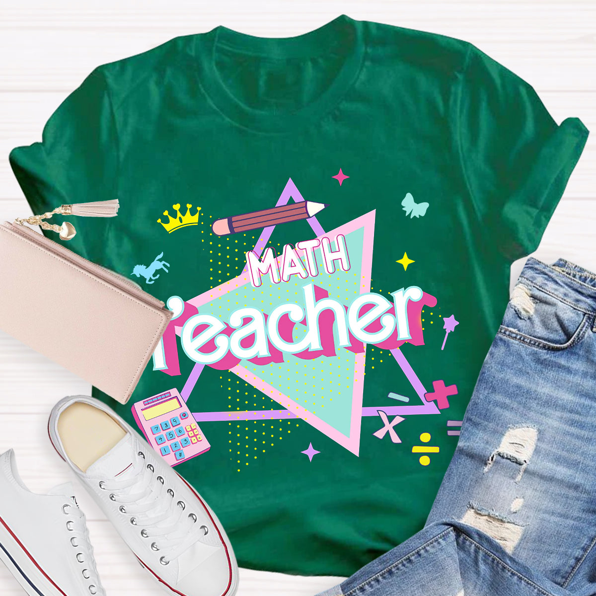 Overlapping Triangles Math Teacher T-Shirt