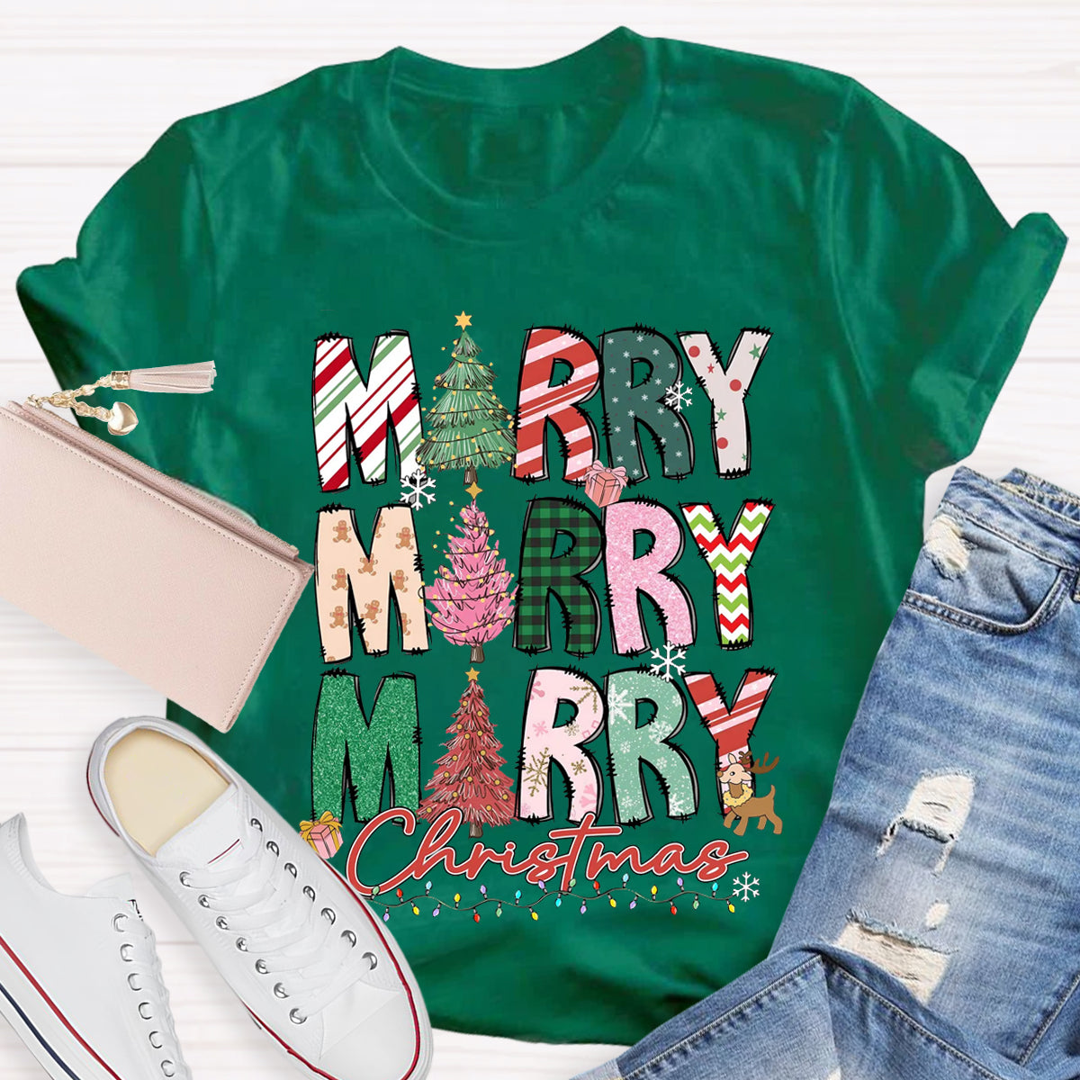 Merry And Bright Teacher T-Shirt