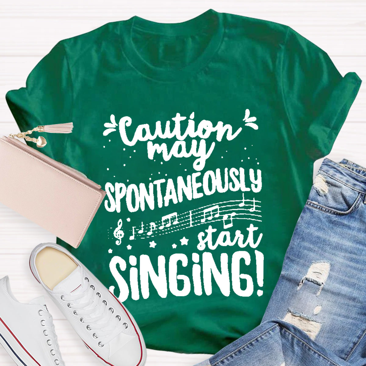 Caution May Spontaneously Start Singing Teacher T-Shirt
