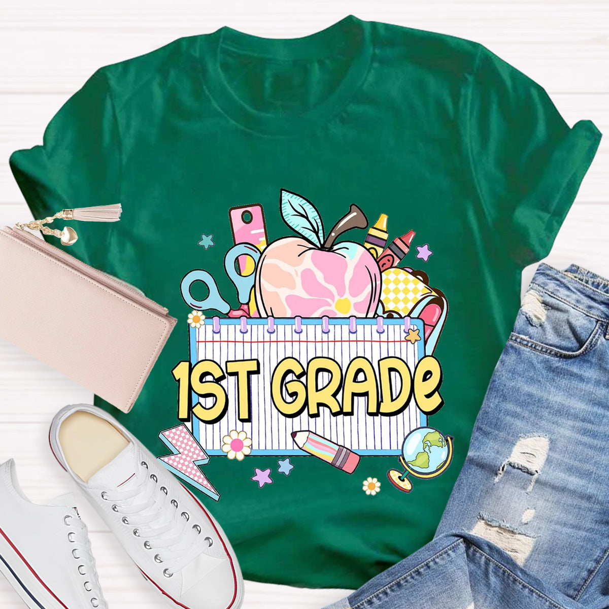 Personalized Grade Teacher Books Apple T-Shirt