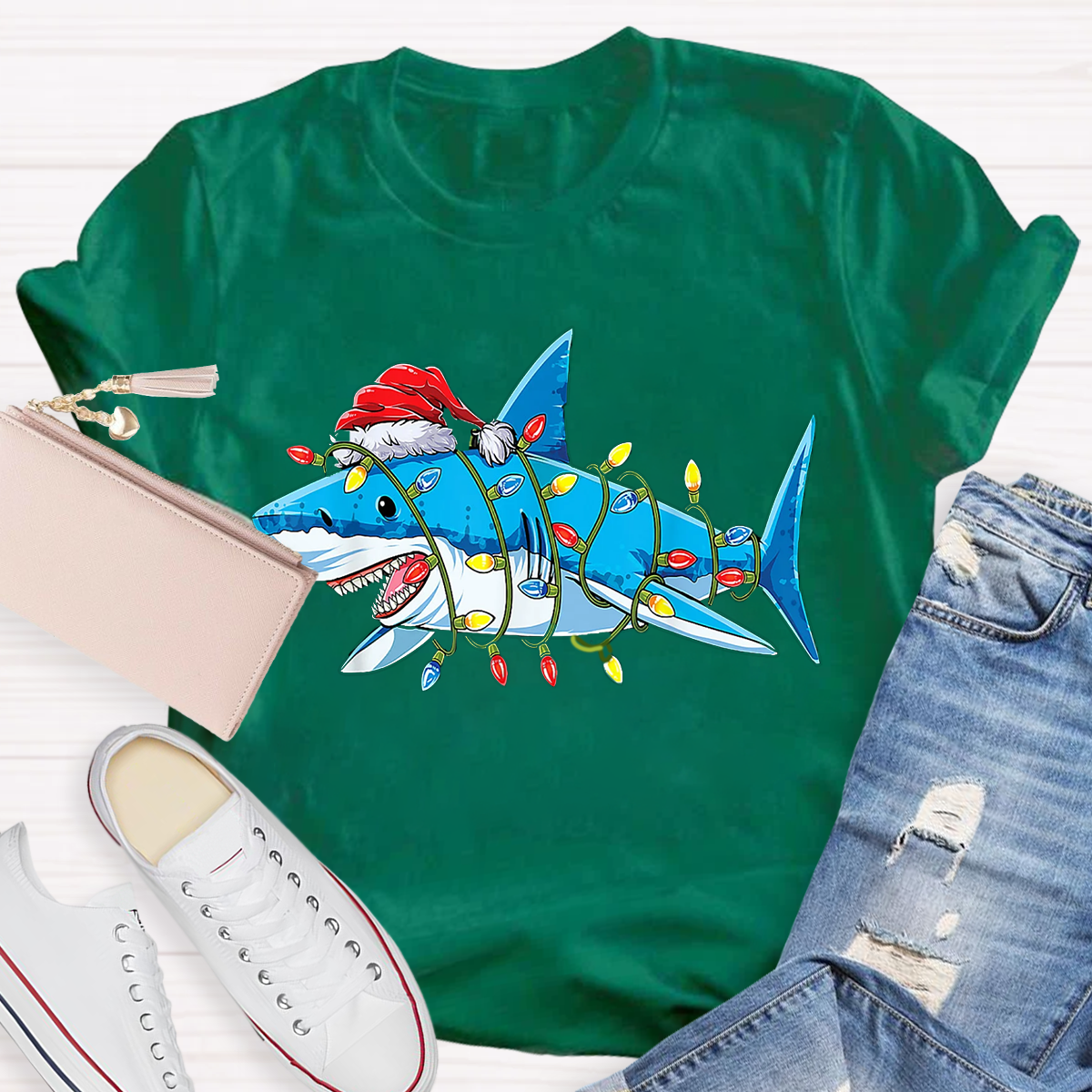 Christmas Shark Lights T-Shirt