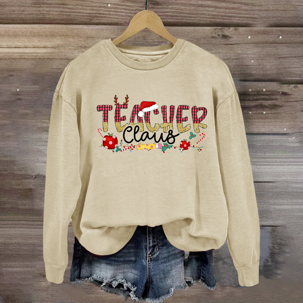 Teacher Claus Holly Teacher Christmas Sweatshirt