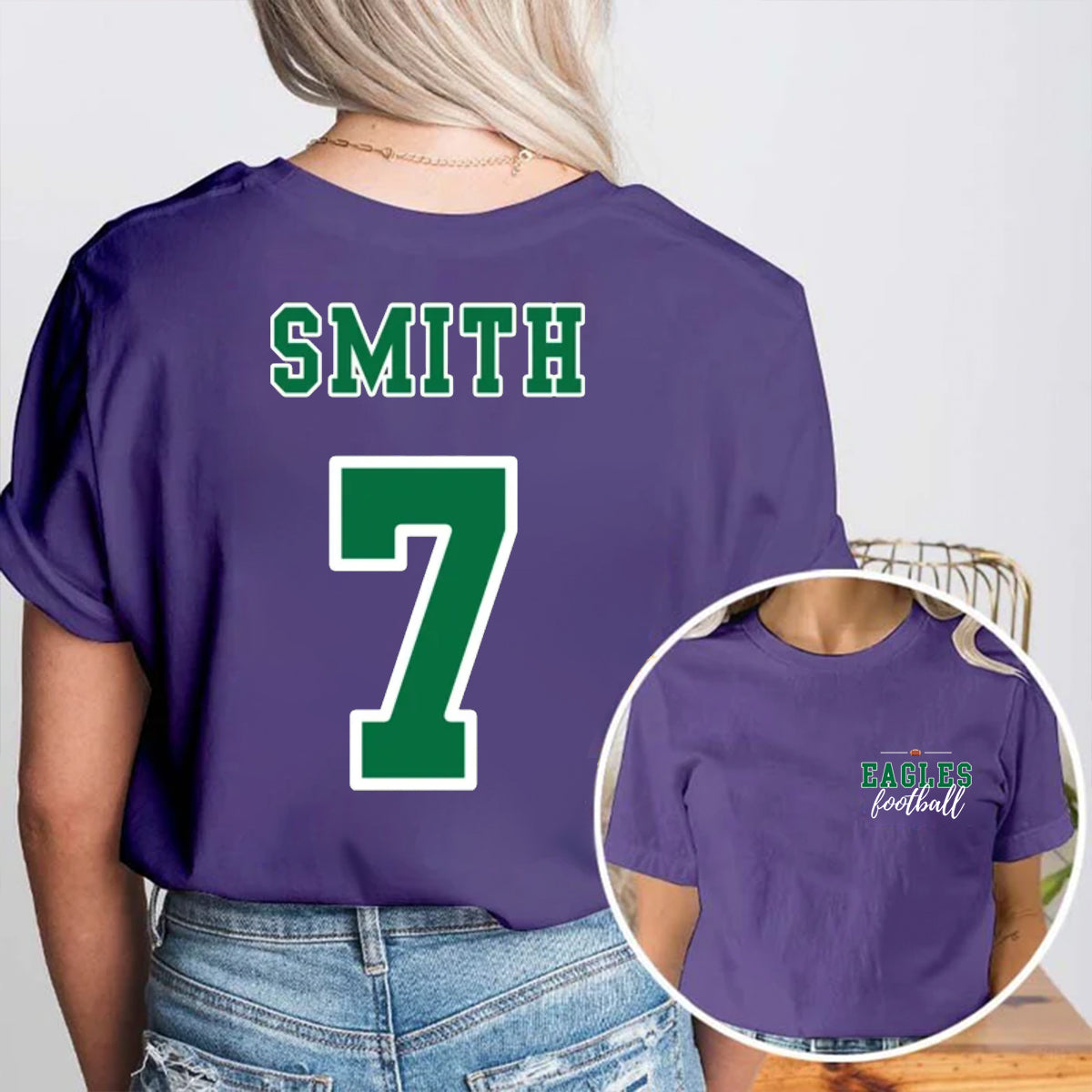 Personalized Mascot Sport Name And Number Game Day Teacher Double Printed T-Shirt