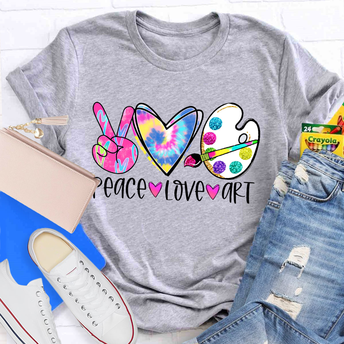 Peace Love Art Teacher T-shirt