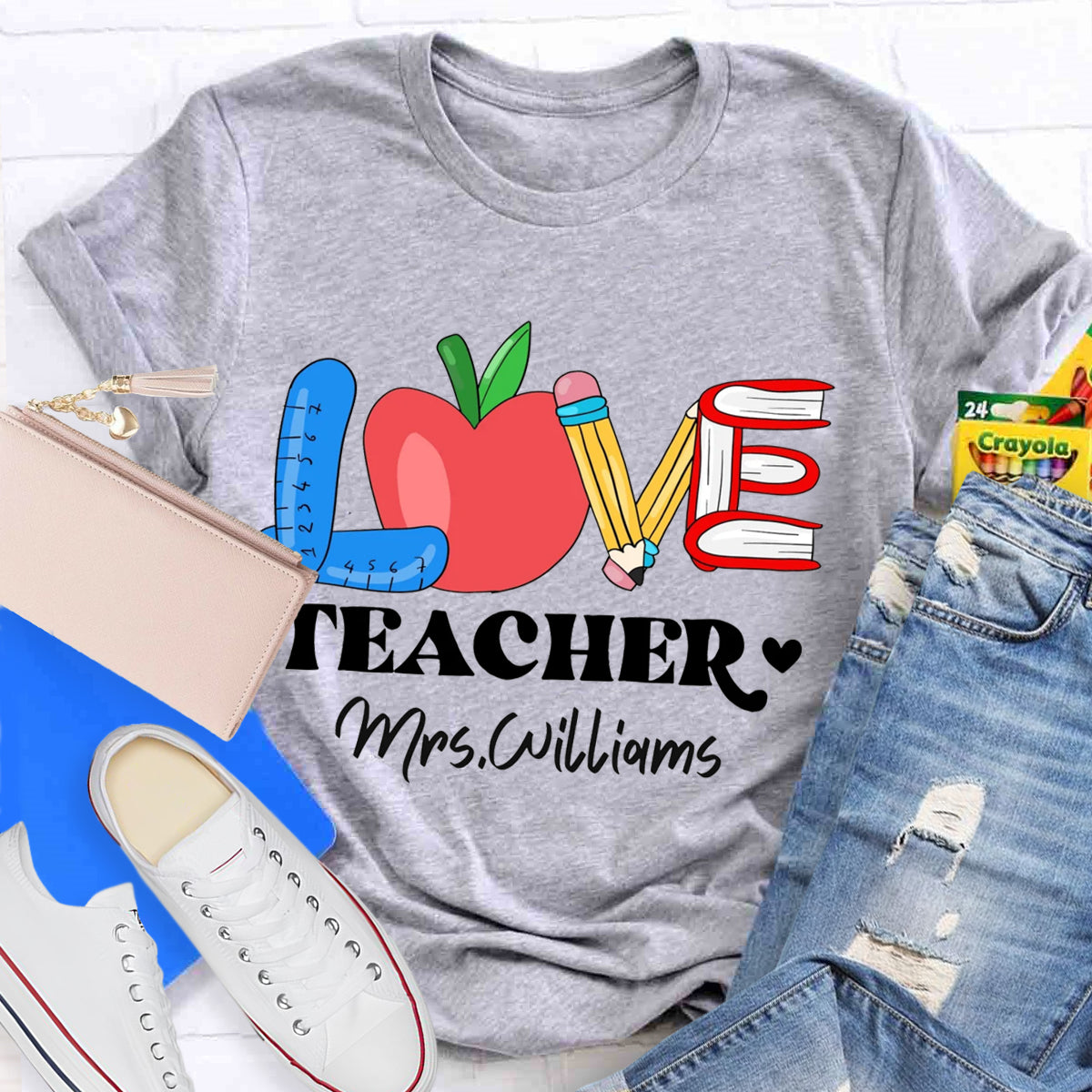 Personalized Name Love Teacher T-Shirt