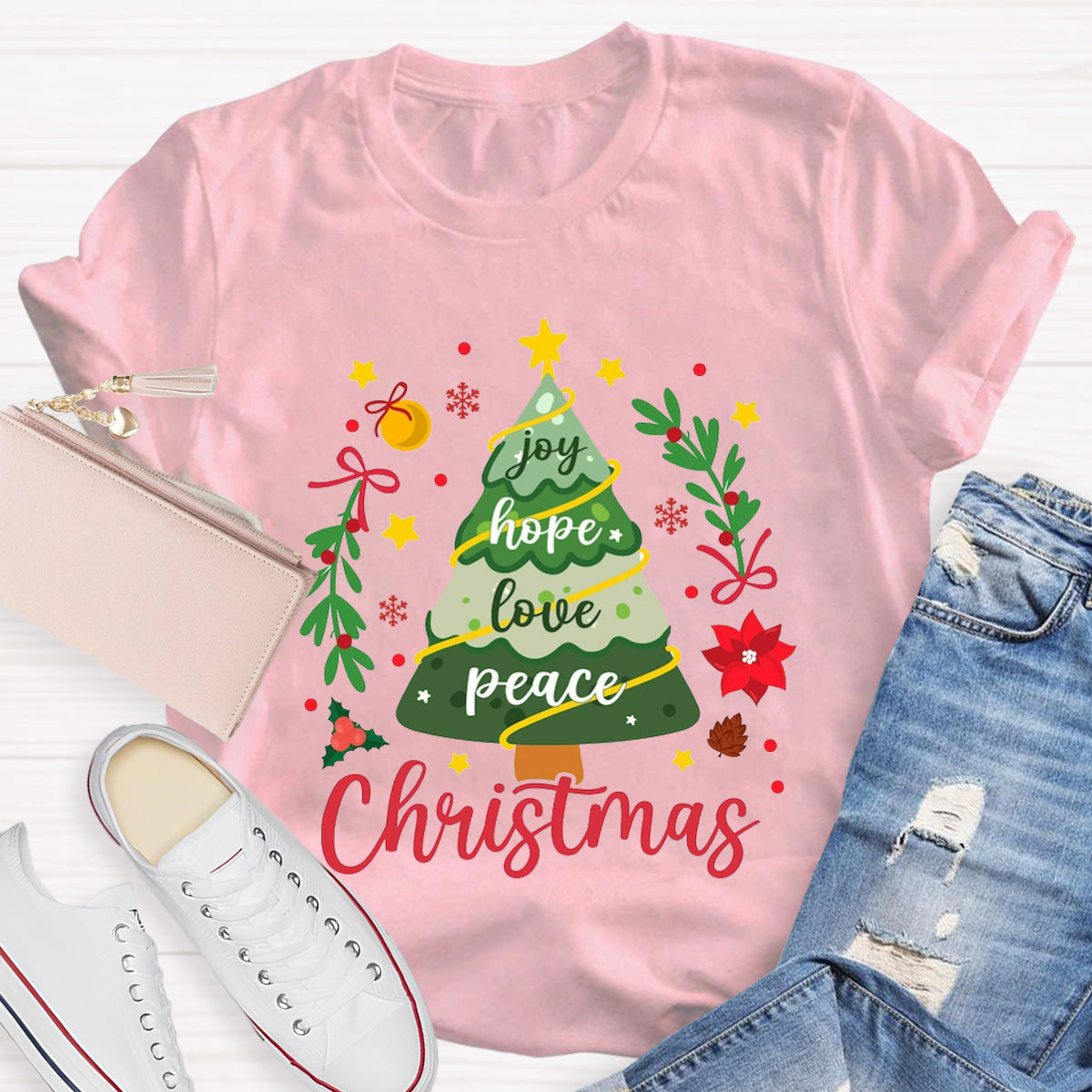 Christmas Tree Joy Hope Love Peace T-Shirt