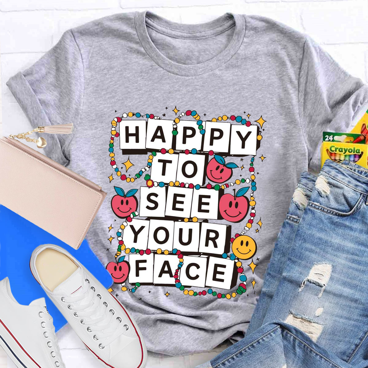 Apple Beads Happy To See Your Face T-Shirt