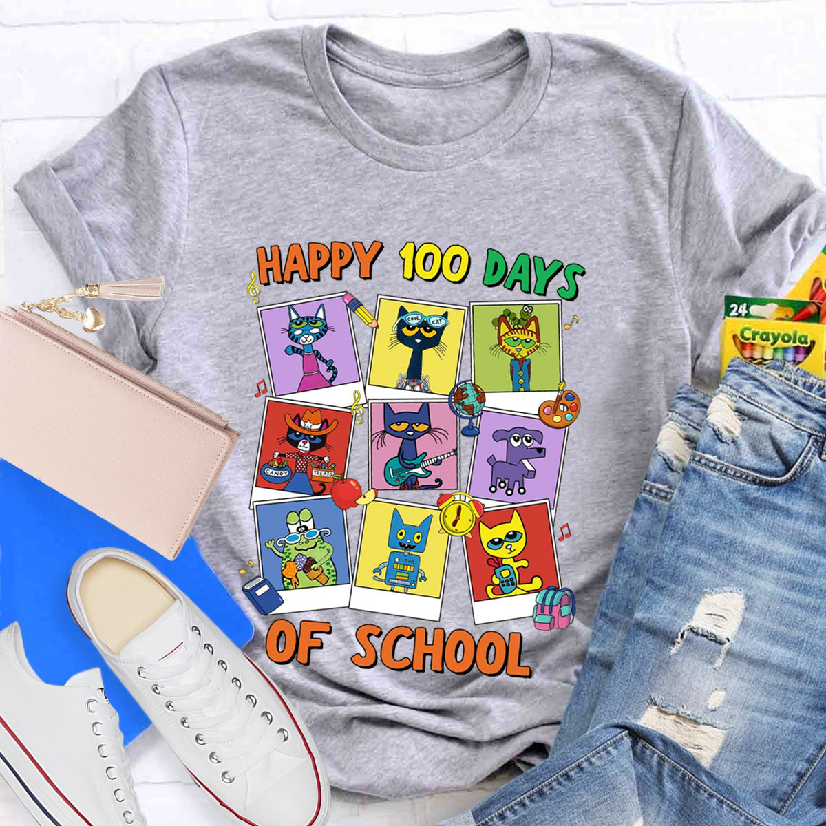 Pete The Cat Happy 100 Day Of School T-Shirt